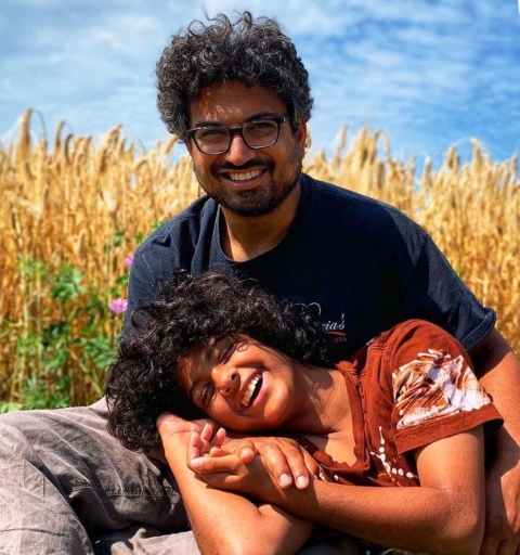 Azad Oommen with wife Poorna Jagannathan